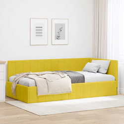 vidaXL Kotna postelja z vzglavjem Rumena 90 x 190 cm Žamet