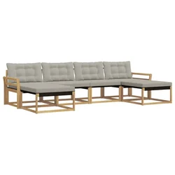 Set vanjskih sofa s jastukom 6 pcs Bijela i svjetlosiva