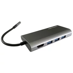 LC POWER LC-HUB-C-MULTI-5 USB Type C Hub, čitač kartica, charging, RJ45, HDMI, Crni