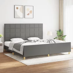 Greatstore Posteljni okvir z vzglavjem temno siv 200x200 cm blago