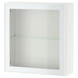 BESTA Kombinacija zidnih ormarića, bela Glassvik/bela/svetlozelena bistro staklo, 60x22x64 cm
