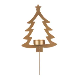 eoshop Kovinski svečnik v obliki drevesa - votel, za čajno svečko, mat zlata. CP151099-ZLATA