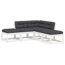 5-dijelni set vrtnih sofa s jastucima bijeli masivna borovina