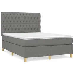 Vidaxl Box spring posteljni z vzmetnico temno siv 140x190 cm blago