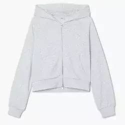 Cropp - Dukserica s kapuljačom i rajsferšlusom - light grey