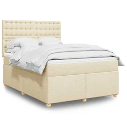 vidaXL vidaXL Box spring postelja z vzmetnico krem 140x190 cm blago, (21310901)