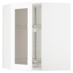METOD Kotna viseča omarica+vrtl pc/stk vr, bela Enköping/bela imitacija lesa, 68x80 cm