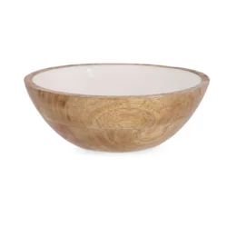 Dekor. činija Knossos fi 18x6.5cm boja drveta/bela Bizzotto