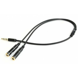 GEMBIRD CCA-417M 2x 3.5 mm(slusalice i mikrofon) Metalni adapter na 1x 3.5mm(4 pin) cable, 0.2m crn