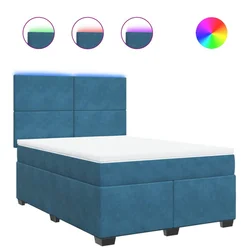 Vidaxl Box spring postelja z vzmetnico modra 160x200 cm žamet