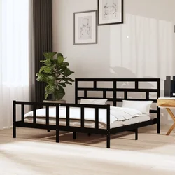 Vidaxl Posteljni okvir črn iz borovine 200x200 cm