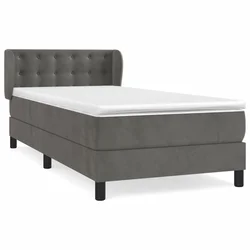 Vidaxl Box spring postelja z vzmetnico temno siv 90x190 cm žamet