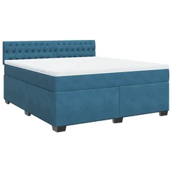 Vidaxl Box spring postelja z vzmetnico modra 180x200 cm žamet