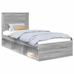 Vidaxl Konstrukcija postelje z vzglavjem Siva Sonoma 75 x 190 cm