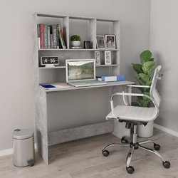Radni stol s policama siva boja betona 110x45x157 cm iverica