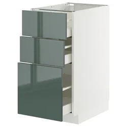 METOD / MAXIMERA Podni element s 3 fioke, bela/Kallarp tamna sivozelena visokog sjaja, 40x60 cm