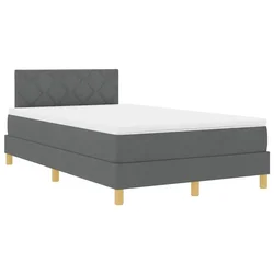 Vidaxl LED Box Spring Postelja Temno siva 120 x 200 cm blago