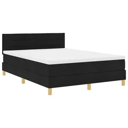 Vidaxl LED Box Spring Postelja z LED trakami Črna 140 x 200 cm blago