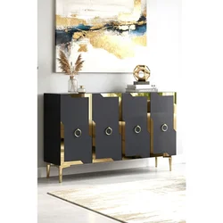 Hanah Home komoda Seza 120, 120 cm, antracit / zlatna