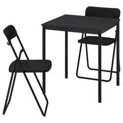 SANDSBERG / VIHALS Sto i 2 sklopive stolice, crna crna/crna, 67x67 cm
