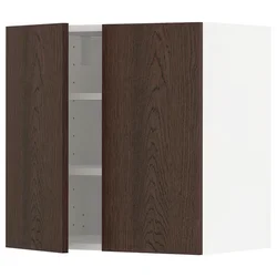 METOD Viseča omarica s policami/2 vrati, bela/Sinarp rjava, 60x60 cm
