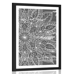 Plakat s paspartujem tekstura Mandale v črnobeli varianti - 20x30 black