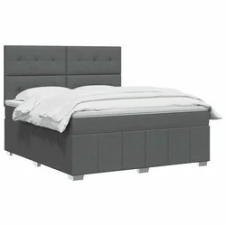Postelja boxspring z vzmetnico Temno siva 160 x 200 cm Blago