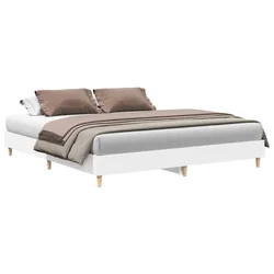 Vidaxl Posteljni okvir brez vzmetnice bel 200x200 cm inženirski les