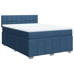 Vidaxl Box spring postelja z vzmetnico modra 140x200 cm blago