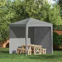 Zid šatora za zabavu 2 pcs Svjetlosiva 200 x 195 cm PE i čelik