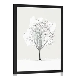 Plakat minimalistično drevo pozimi - 30x45 black