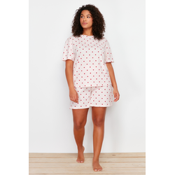 Trendyol Curve Light Pink Heart Pattern Knitted Pajamas Set