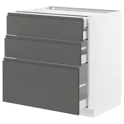 METOD / MAXIMERA Pod.orm.3front/2dnj/1srd/1vis.fiok, bela/Voxtorp tamnosiva, 80x60 cm