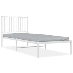 Vidaxl Kovinski posteljni okvir z vzglavjem bel 80x200 cm