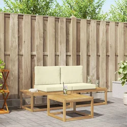 Set vanjskih sofa s jastukom 3 pcs Bijela i krem Poliester