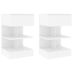 Vidaxl Nočne omarice 2 kosa bele 40x35x65 cm iverna plošča