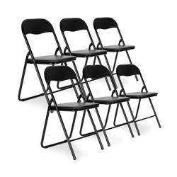 ModernHome Set od 6 sklopivih stolica Eco-leather, Crni