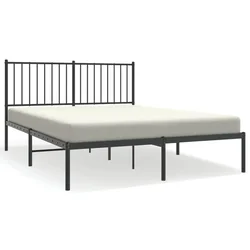 Vidaxl Kovinski posteljni okvir z vzglavjem črn 135x190 cm
