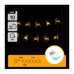 Aigostar - LED lanac 10xLED/3xAA 1,5m topla bela sa jelenima