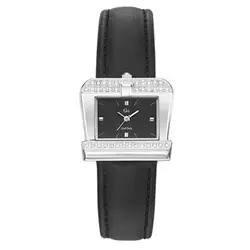 Ženski girl only kvadratni modni crni ručni sat sa crnim kožnim kaišem ( 697565 )