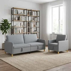 Set sofe s pohranom 2 pcs Svjetlosiva Poliester
