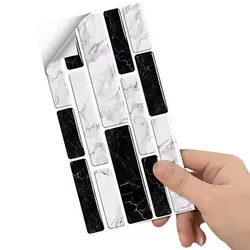 3D Tapeta Samolepljiva 24 kom - Bijela / Crna KP36856