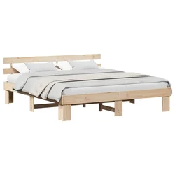 Vidaxl Konstrukcija postelje Naravna 200 x 200 cm Masivno borovo les