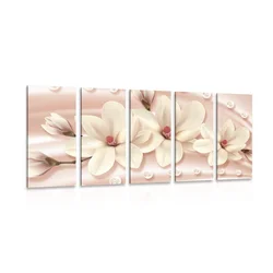 5-delna slika luksuzna magnolija z biseri - 200x100