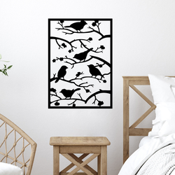Opviq Zidna dekoracija Tree Branch Birds, 47x66 cm, 1.2 mm, Crna