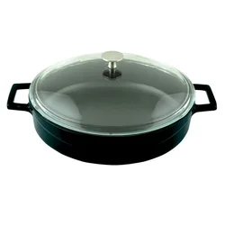 Saucepan, cast iron, 28 cm, Glaze range, black - LAVA brand