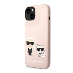 Maska Karl Lagerfeld and Choupette Liquid Silicone za iPhone 14 Plus , Roze