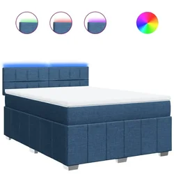 Vidaxl Box spring postelja z vzmetnico modra 160x200 cm blago