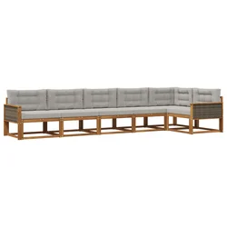 Set vanjskih sofa s jastukom 6 pcs Prirodna i Svjetlosiva