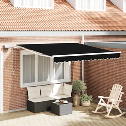 Skrovita tenda Crna 300 x 250 cm Tkanina i čelik